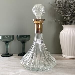 Vintage Godinger Italian Fine Crystal Silver Plate Decanter - MCM Barware